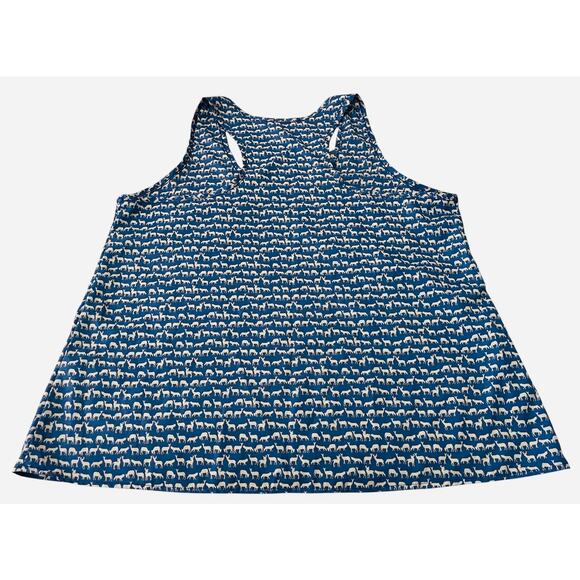 SHASA SLEEVELESS, A-LINE, RACERBACK TANK TOP/BLOUSE, WOMENS, L, BLUE/DEER PRINT - Picture 5 of 10